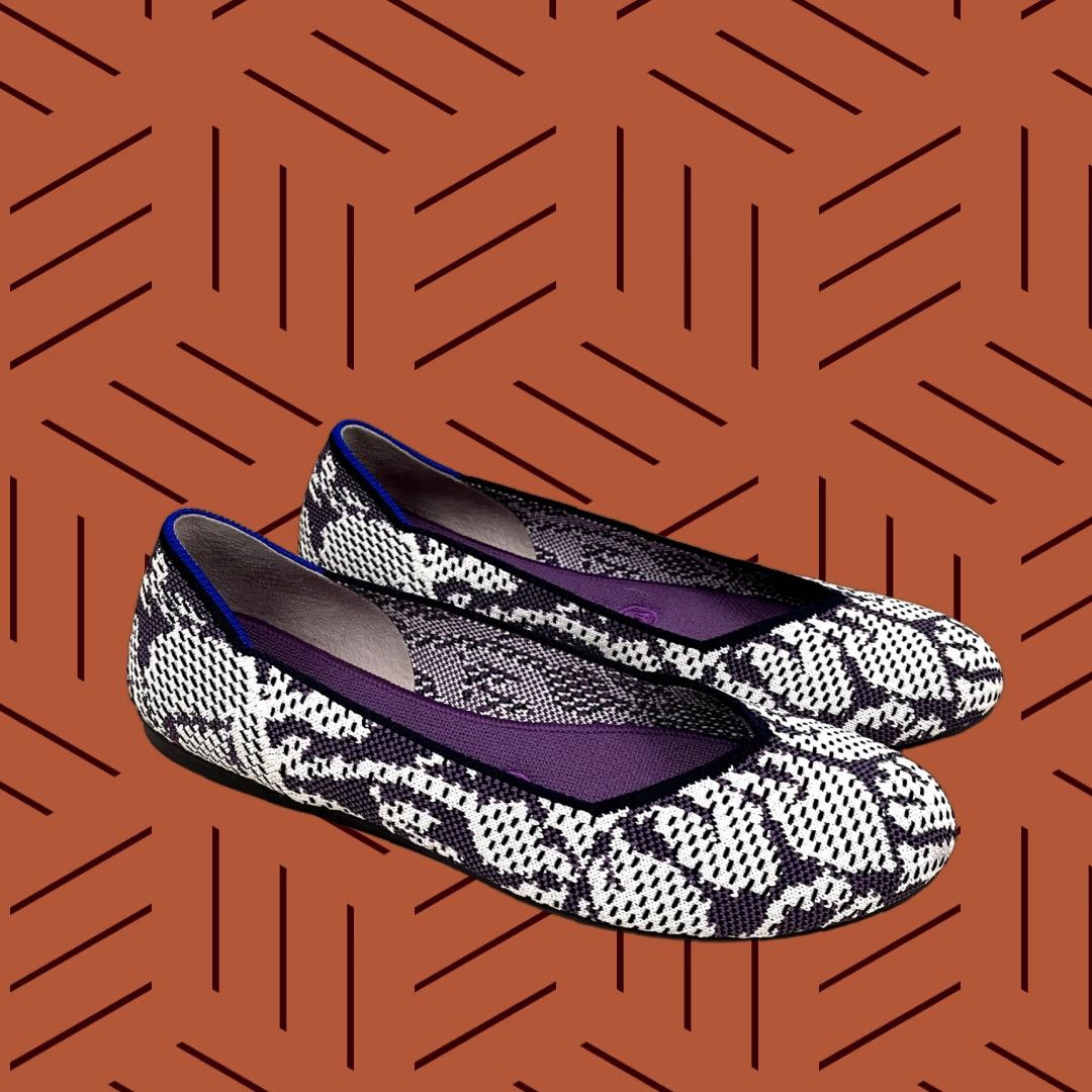 Vintage ROTHYS Ballet Flat Women 8.5 Wisteria Purple White Round Toe Slip On Career Casual Workwear Size US 5 / IT 35 - 1 Thumbnail