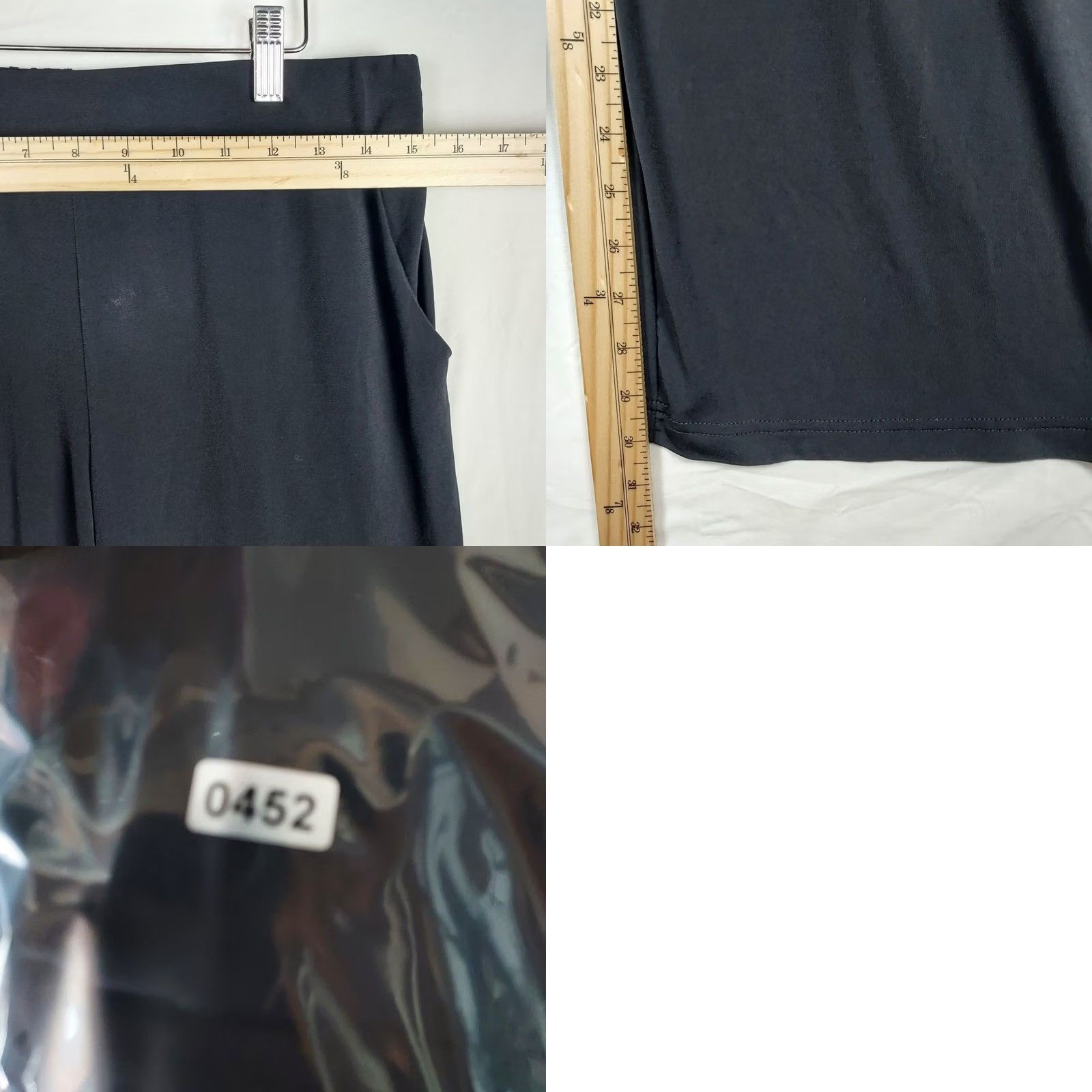 Vintage Maurices Women Wide Leg Palazzo Pants Black Solid Elastic Waist Pull On M Casual Dress Pants, Regular Fit, Polyester Rayon, Machine Washable Size 32" / US 10 / IT 46 - 8 Thumbnail
