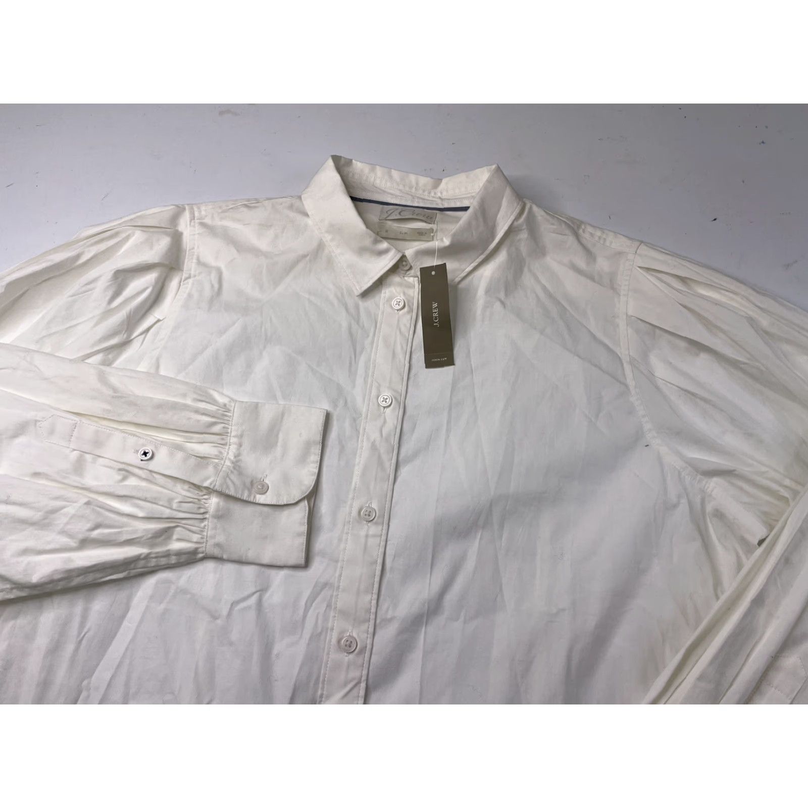 J.Crew NWT J.CREW Button-Up Shirt Puff Sleeve Slim Fit White Womens Size 18 Shirt Womens NWT Colorful Slimming Spring Puff Sleeve Button Down Shirt Size XXL / US 16-18 / IT 52-54 - 2 Thumbnail