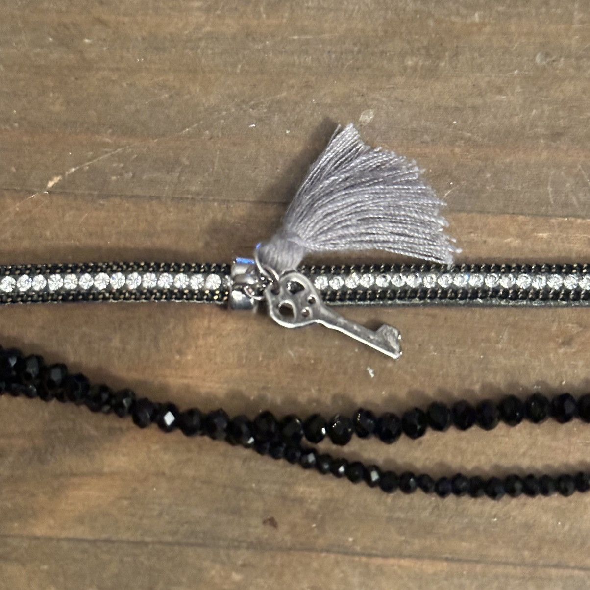 Other Black rhinestone leather wrap bracelet with tassel Size ONE SIZE - 3 Thumbnail