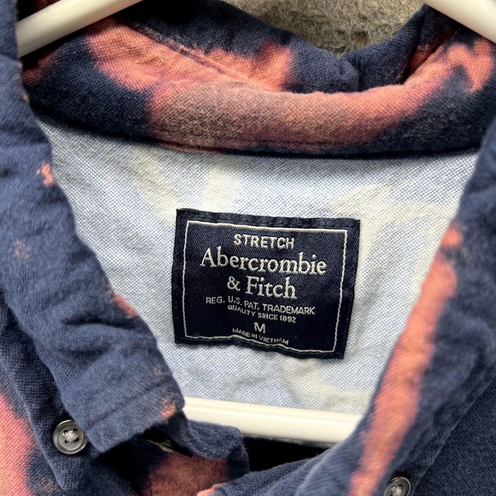 Abercrombie & Fitch Abercrombie & Fitch Shirt Mens M Bleach Dye Flannel Grunge Retro Hippie Navy Blue Size US M / EU 48-50 / 2 - 3 Thumbnail