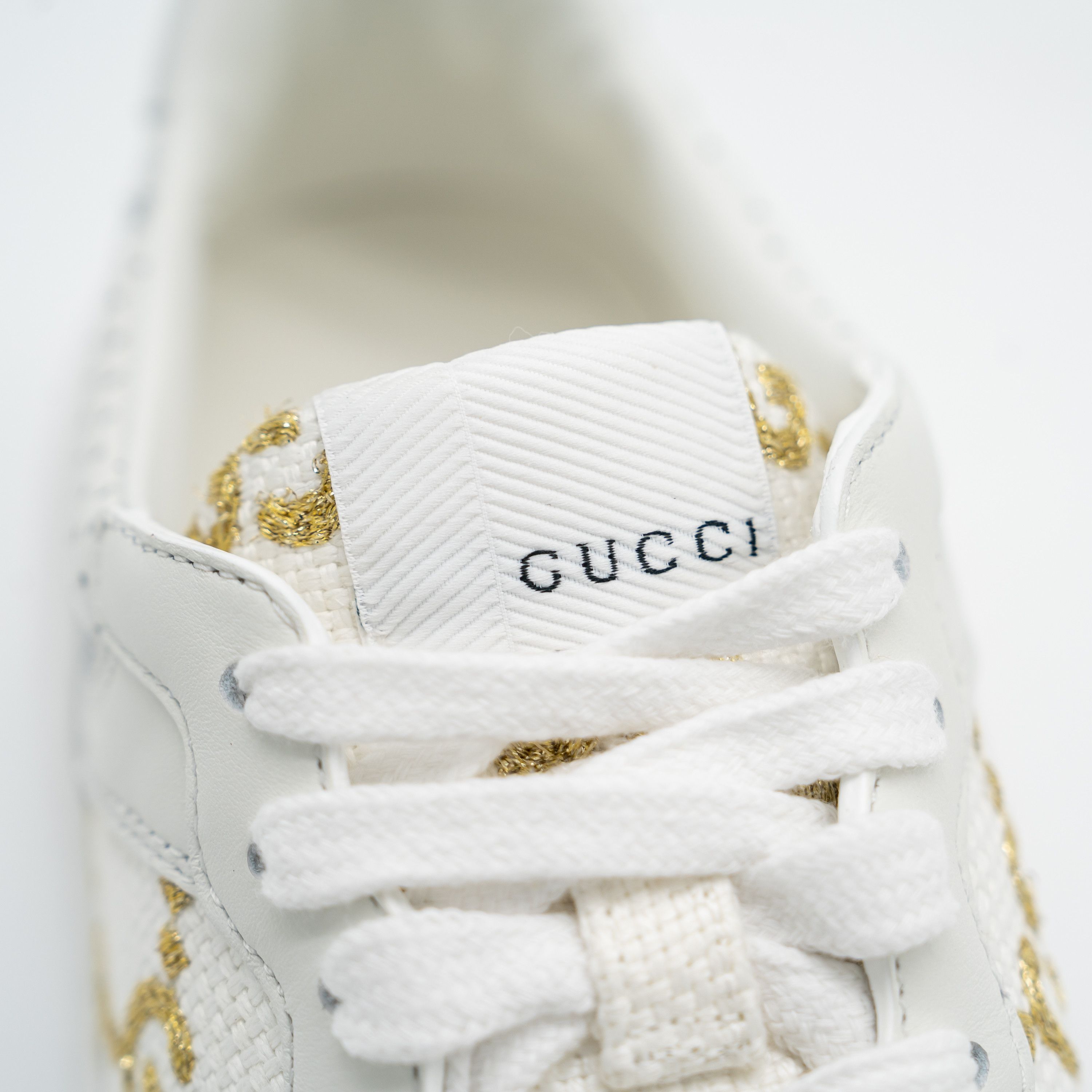 Gucci 6us Gucci GG White Gold Leather Sneakers Chunky Size US 6 / IT 36 - 8 Thumbnail