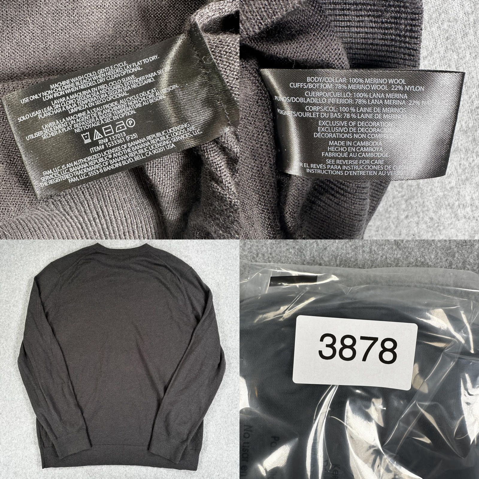 Banana Republic VINTAGE Banana Republic Merino Wool Sweater Mens XL Gray Crew Neck Solid Knit Pullover Size US XL / EU 56 / 4 - 8 Thumbnail