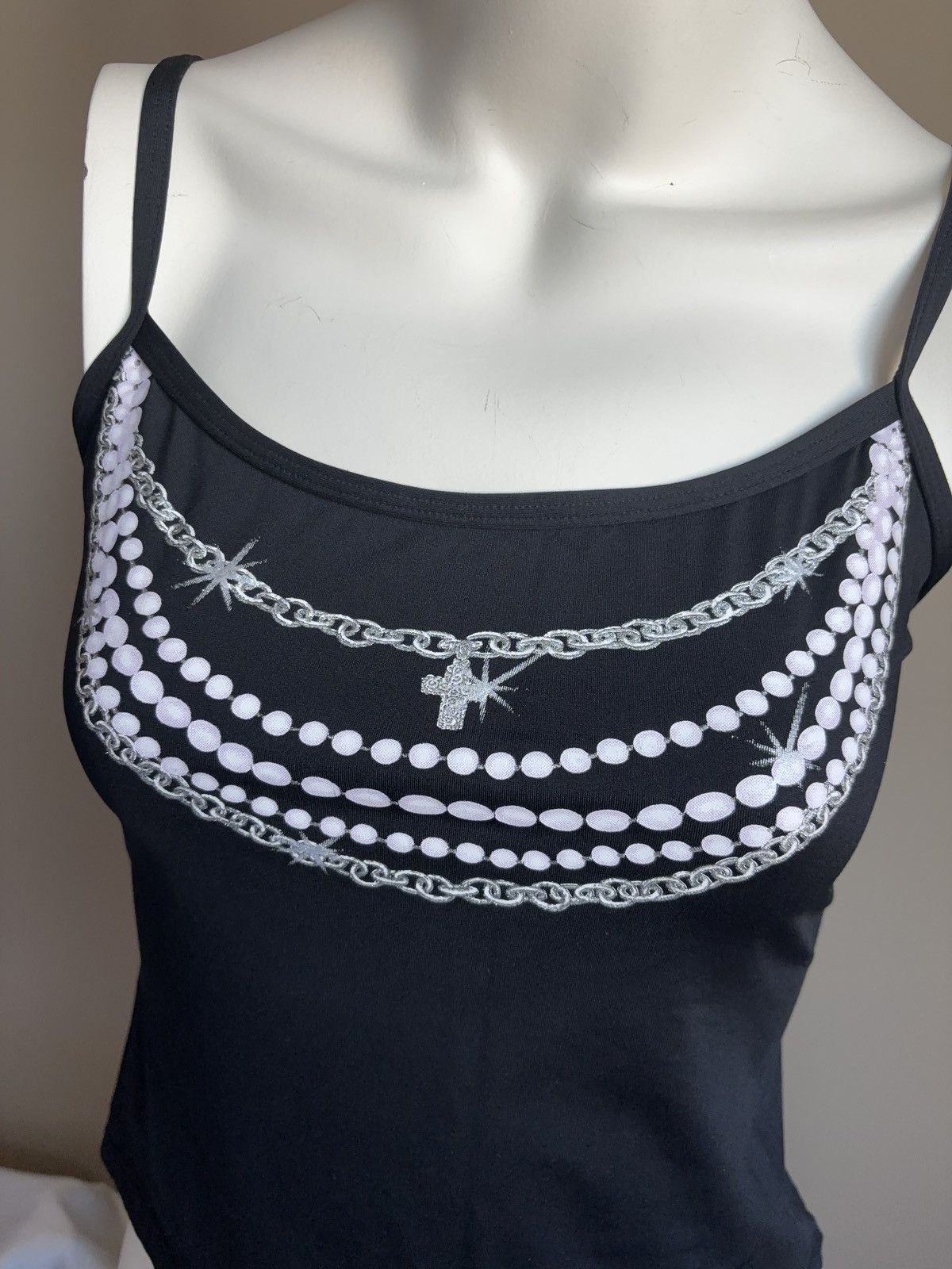 Japanese Brand × Vintage PRINTED GLAMOUR JEWELRY TANK TOP 2000s Size S / US 4 / IT 40 - 4 Thumbnail