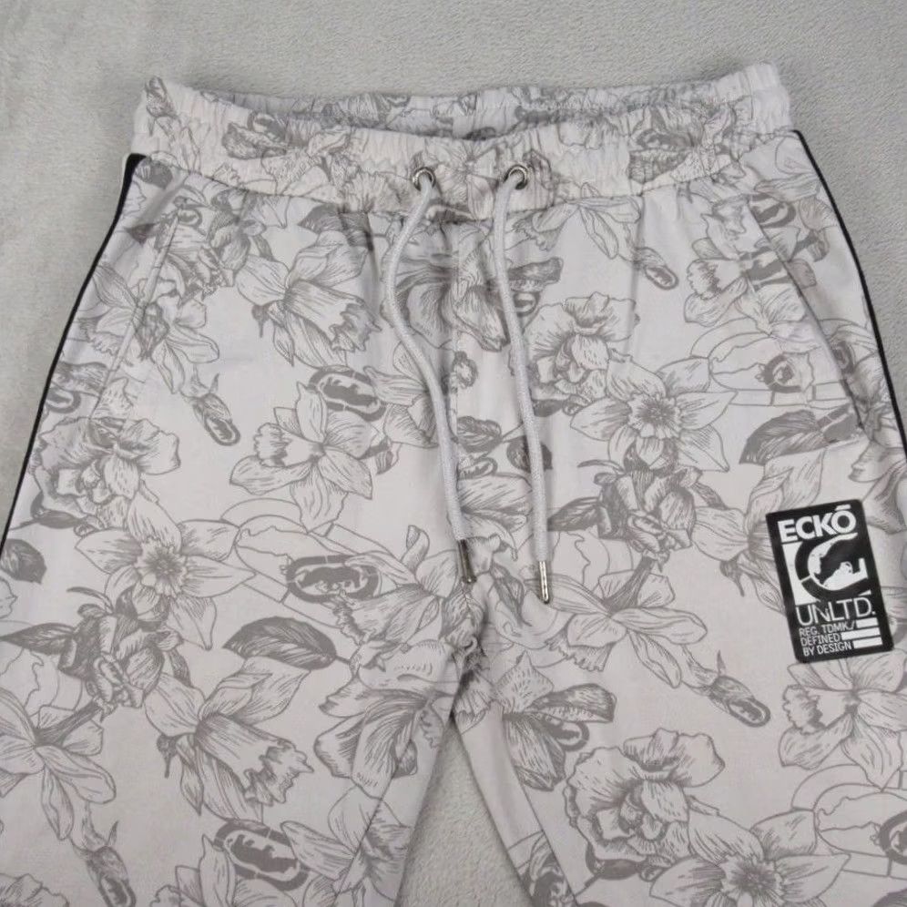 Ecko Unltd. VINTAGE ECKO UNLTD Pants Mens Small White Floral Pockets Elastic Drawstring Waist Jogger Size US 29 - 7 Thumbnail