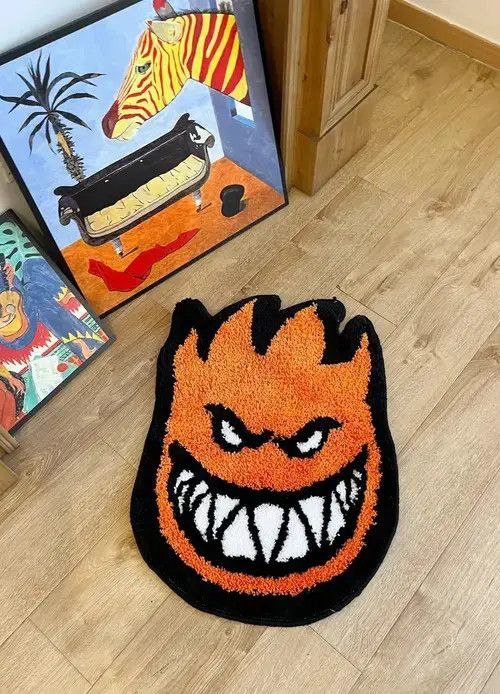 Handmade 3D Handmade Smile Fire Face Soft Rug Size ONE SIZE - 4 Thumbnail
