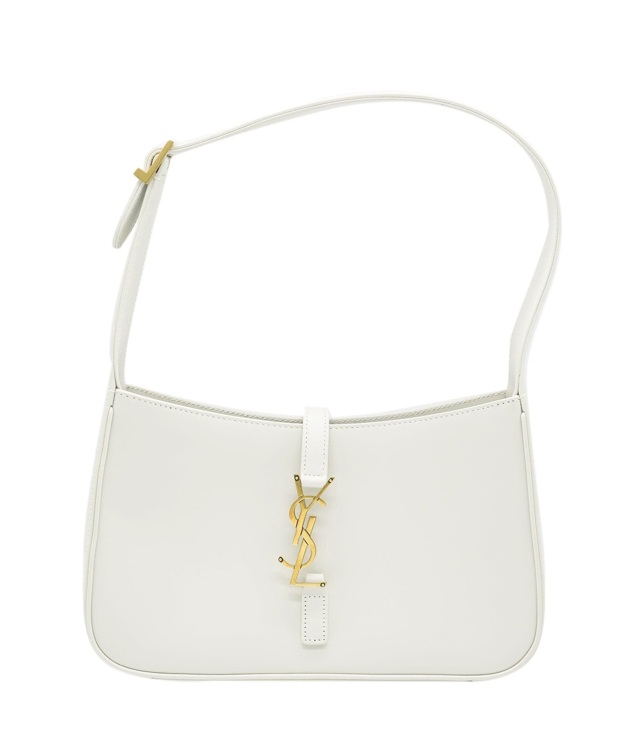 image of YVES Saint Laurent Blanc Vintage Smooth Leather A Le 5 Hobo in White, Women's