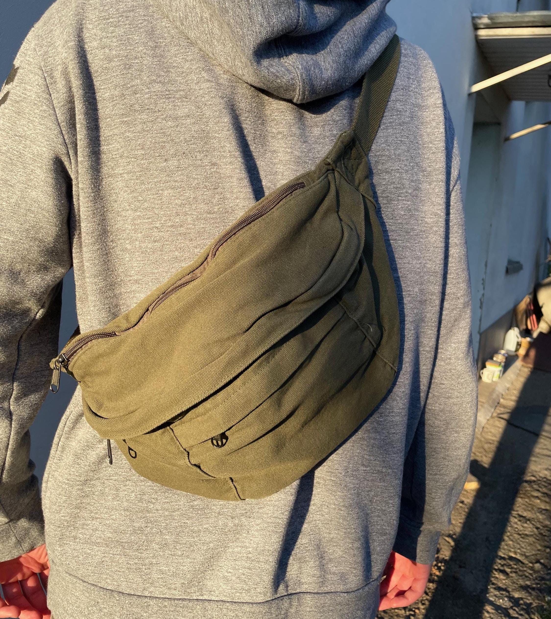 Other Sling Bag Olive Canvas Hip Bag Fanny Pack y2k alt opium Size ONE SIZE - 2 Thumbnail