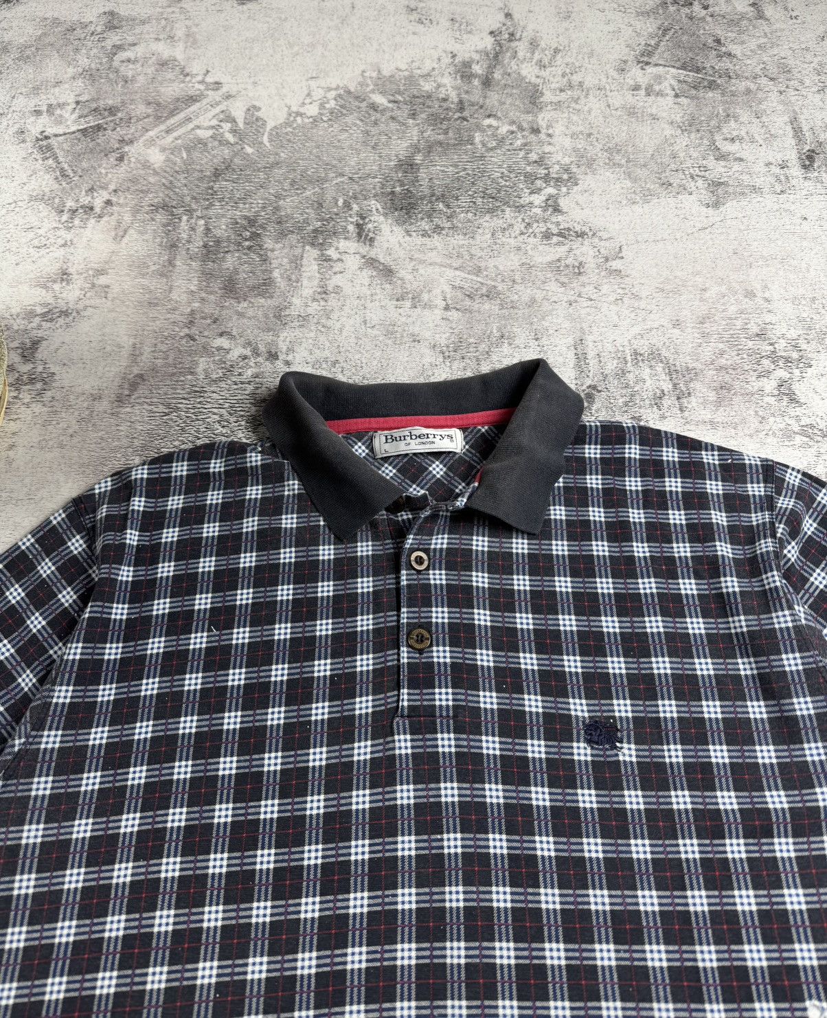Burberry Burberrys London Men’s Large Monogram Nova Checked Jersey Retro Polo T Shirt Tee Size US L / EU 52-54 / 3 - 7 Thumbnail