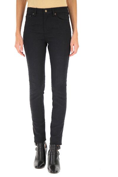 Saint Laurent Paris o1s1wg111124 Skinny-Fit Jeans in Used Stretch Denim Black Size 29" - 4 Thumbnail