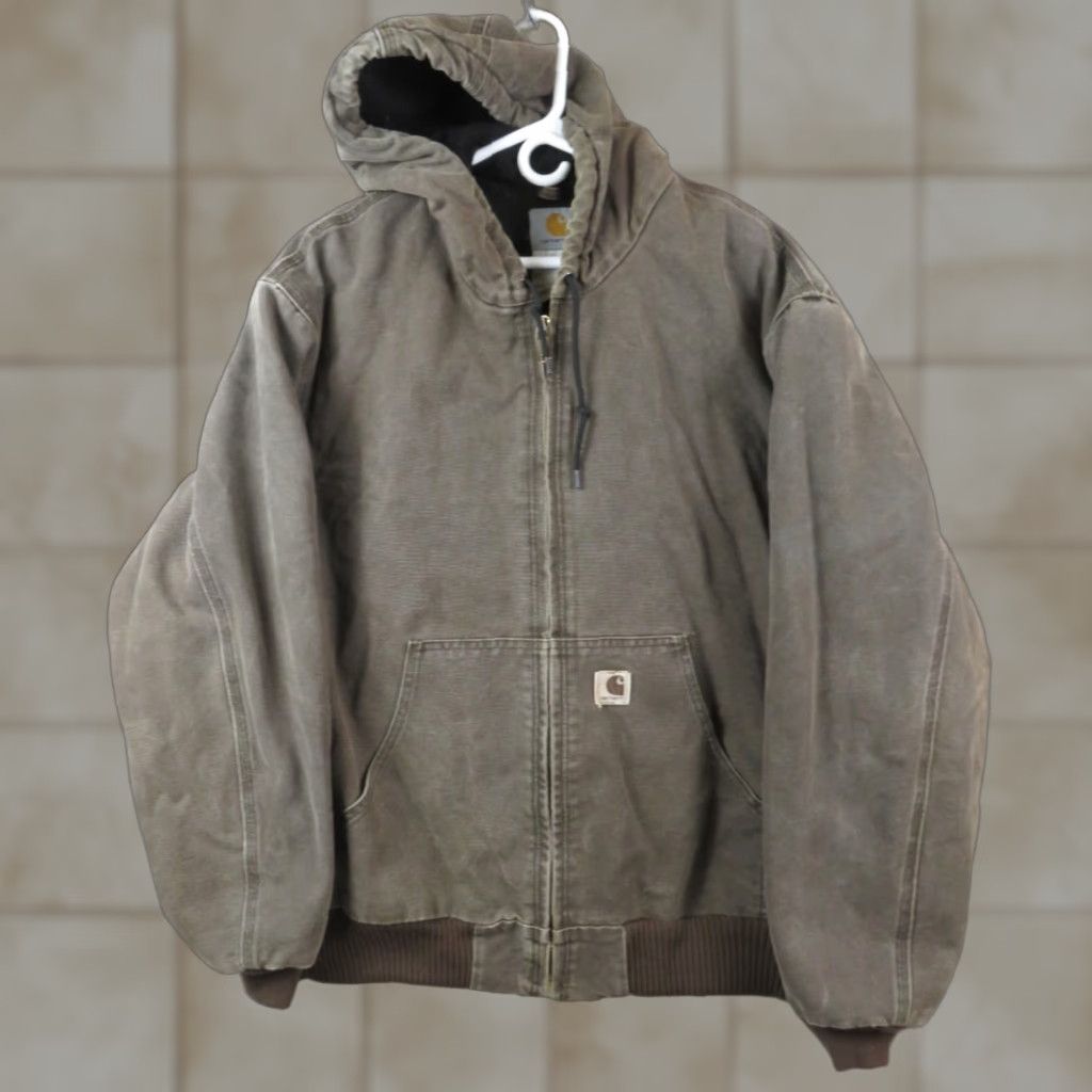 Carhartt VINTAGE Carhartt Hooded Chore Jacket Coat 2XL Brown Canvas Workwear Casual Mens Jacket Size US XXL / EU 58 / 5 - 1 Thumbnail