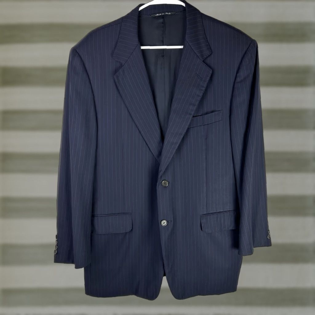 Canali VINTAGE Canali Sport Coat Men 40 Blue Blazer Pin Stripe Casual Suit Jacket Size 40R - 1 Thumbnail