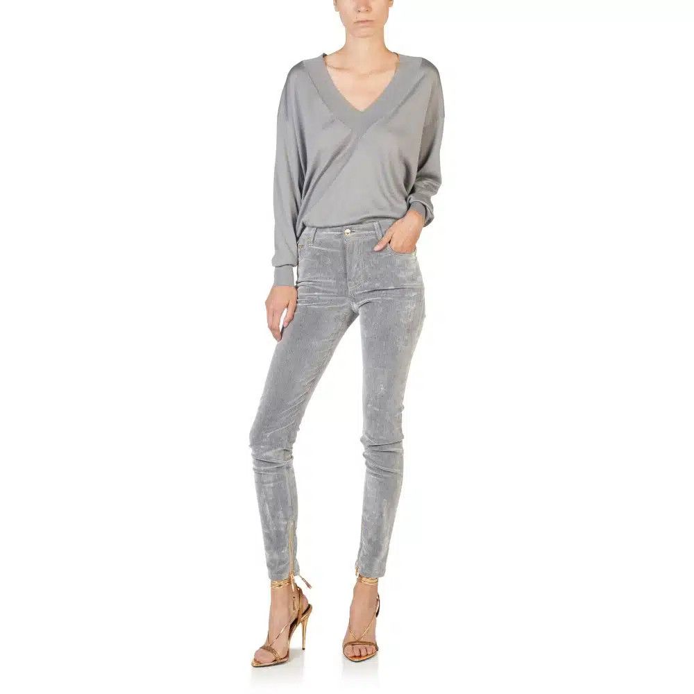 Tom Ford o1loc1c1024 MAK912 V-Neck Sweater in Grey Size XXS / US 00 / IT 34 - 2 Thumbnail