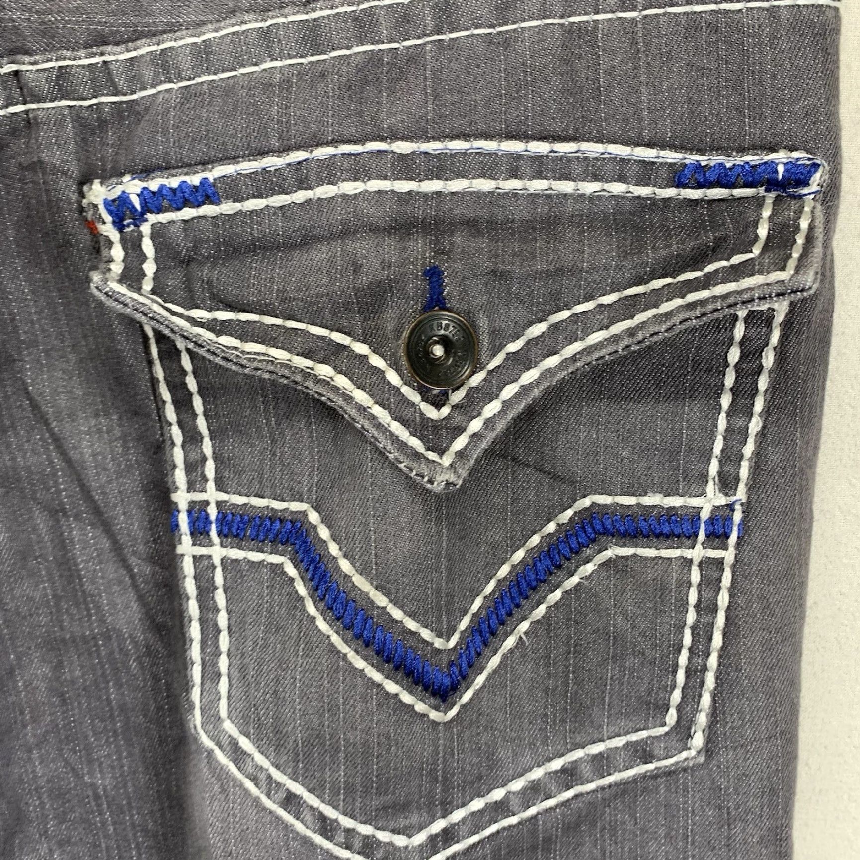 Vintage VINTAGE KB8782 Baggy Jeans Mens 40x29 Gray Y2K Embroidered Wide-Leg Grunge 90s Size US 42 / EU 58 - 3 Thumbnail