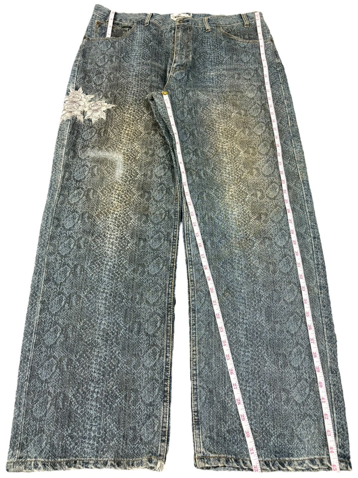 Japanese Brand Vintage Karakuri Tamashi Sugoi Snake Skin Baggy Jeans Size US 40 / EU 56 - 14 Thumbnail