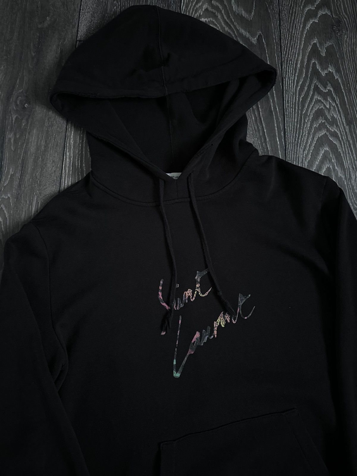 Saint Laurent Paris saint laurent paris script logo distressed hoodie Size US S / EU 44-46 / 1 - 2 Thumbnail
