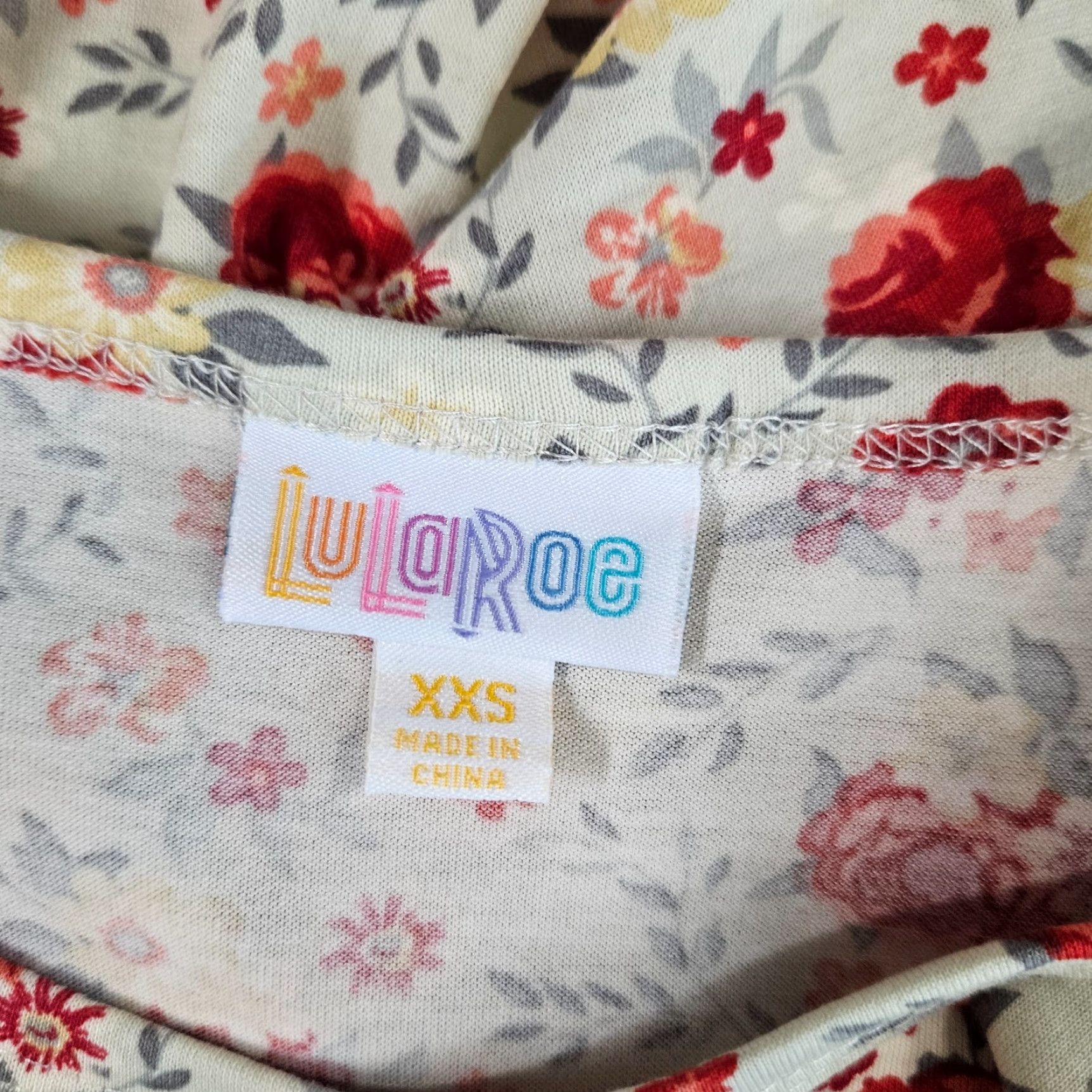 Vintage VINTAGE LuLaRoe Womens Carly Dress 2XS Red Floral Short Sleeve Women Dresses A-Line Knee Length Womens Size 24" / US 00 / IT 34 - 7 Thumbnail