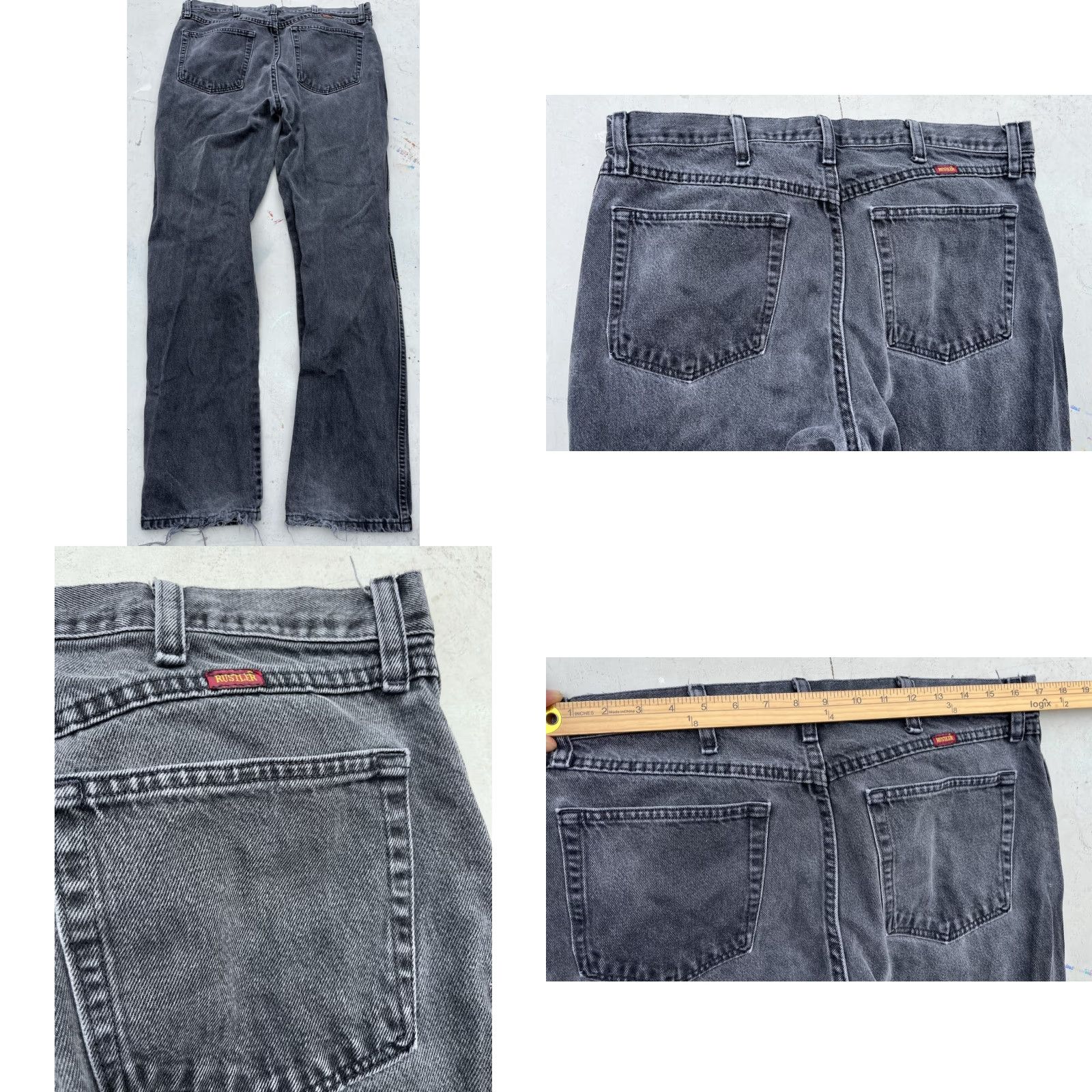 Vintage Rustler Jeans Black Slim 34x34 Denim 5-Pocket Cowboy Western Work Distressed HOLES Men Slim Straight Vintage No Size US 34 / EU 50 - 8 Thumbnail