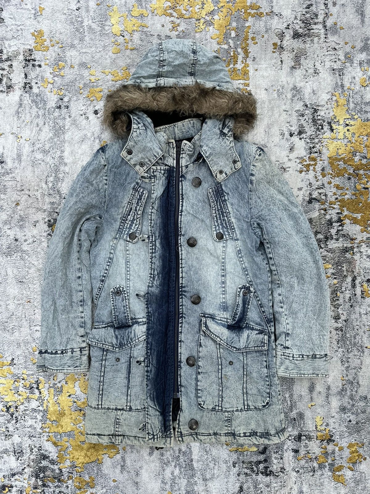 Beauty Beast WASHED DENIM FUR JACKET JAPANESE Style Archive PERSODEA Size US L / EU 52-54 / 3 - 5 Thumbnail