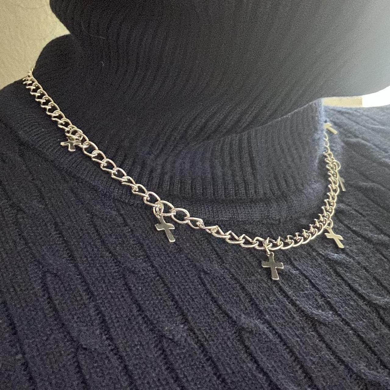 Jewelry Silver Cross Chain 16” Long Necklace -CHN Size ONE SIZE - 3 Thumbnail