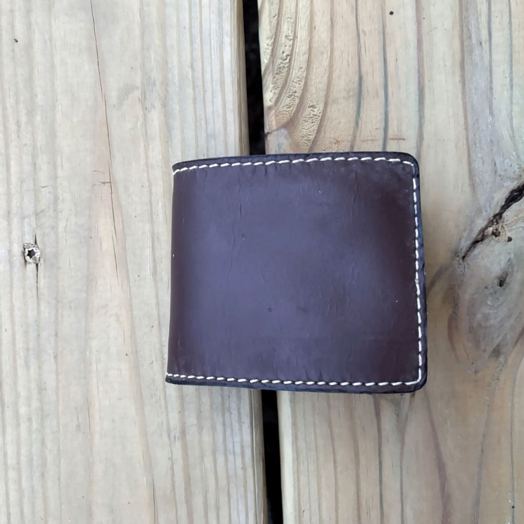Vintage VINTAGE Bi-Fold Leather Wallet Whipstitch Genuine Leather Hand Tooled USA Brown Wallet Men Brown Leather Bifold Folding Handmade USA 9 in 4 in Size ONE SIZE - 4 Thumbnail