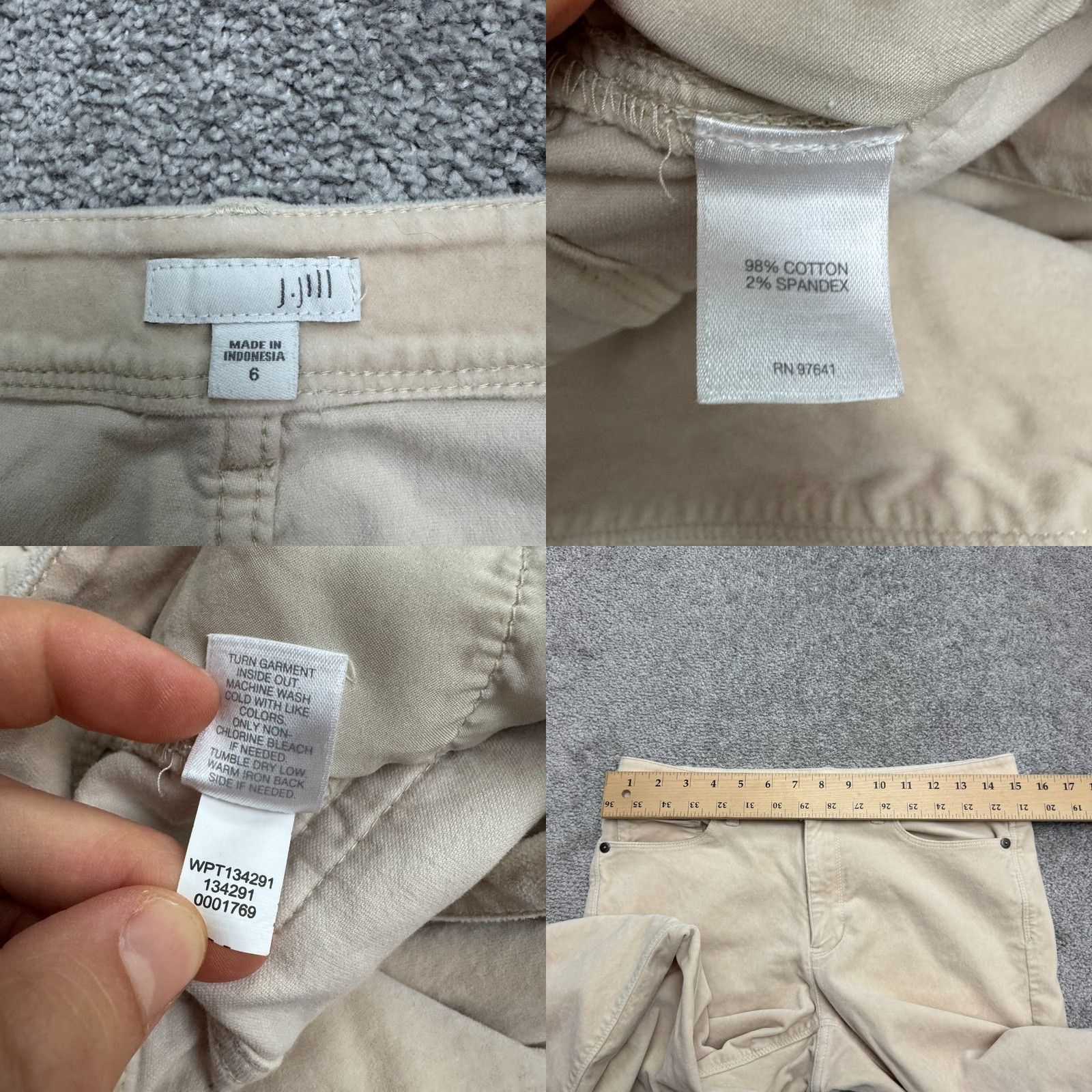J. Jill J. Jill Beige Velvet Straight Leg Trouser Pants Womens 6 Mid Rise Cotton Stretch Size 28" / US 6 / IT 42 - 8 Thumbnail