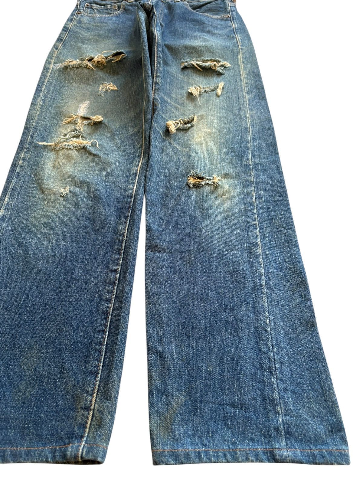 Levi's Vintage 80s Levis 502XX Big E Selvedge Distress Rip Jeans Size US 29 - 8 Thumbnail