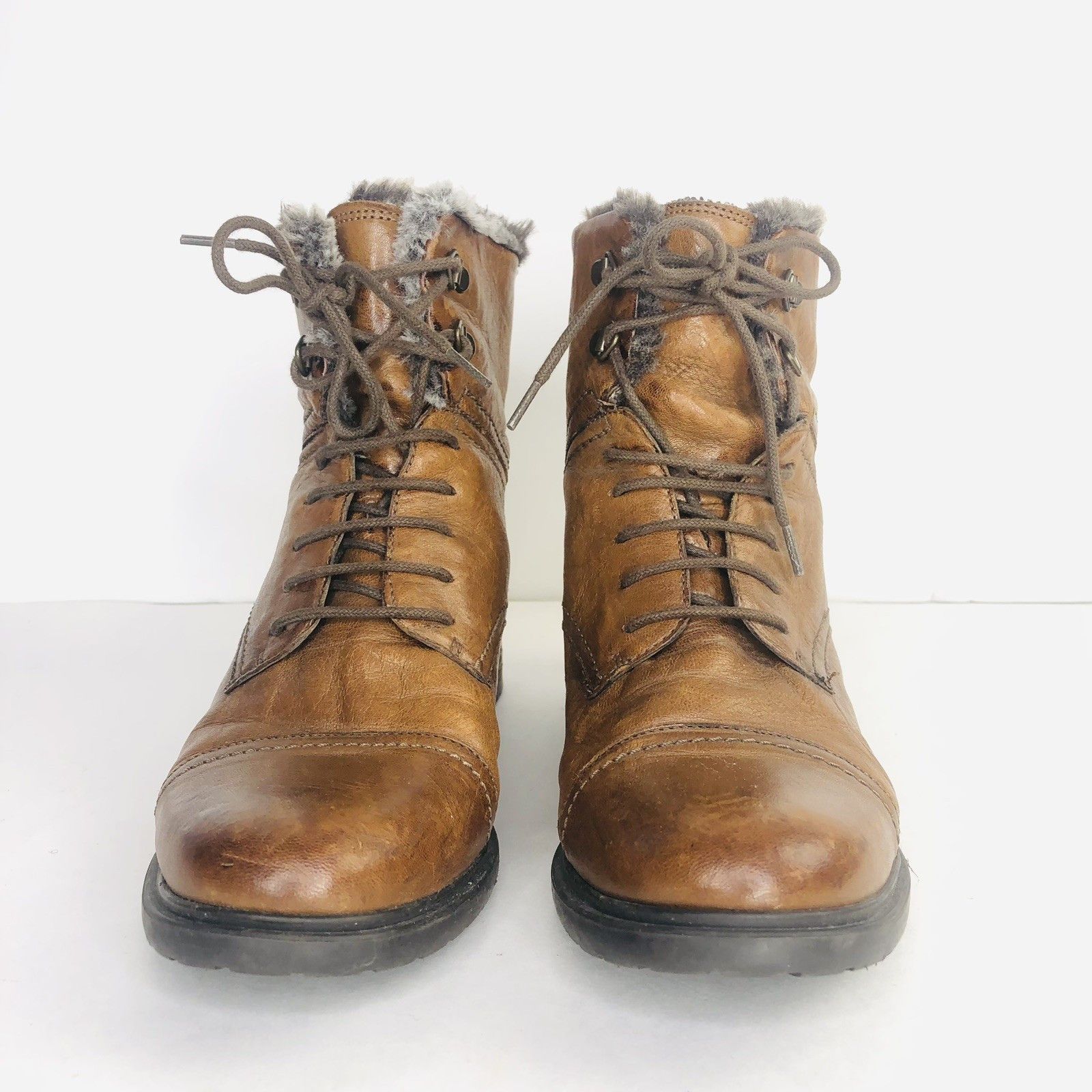 Clarks CLARKS COMBAT BROWN SUPPLE LEATHER BOOTS WOMENS Sz 6 1/2 Size US 6.5 / IT 36.5 - 2 Thumbnail