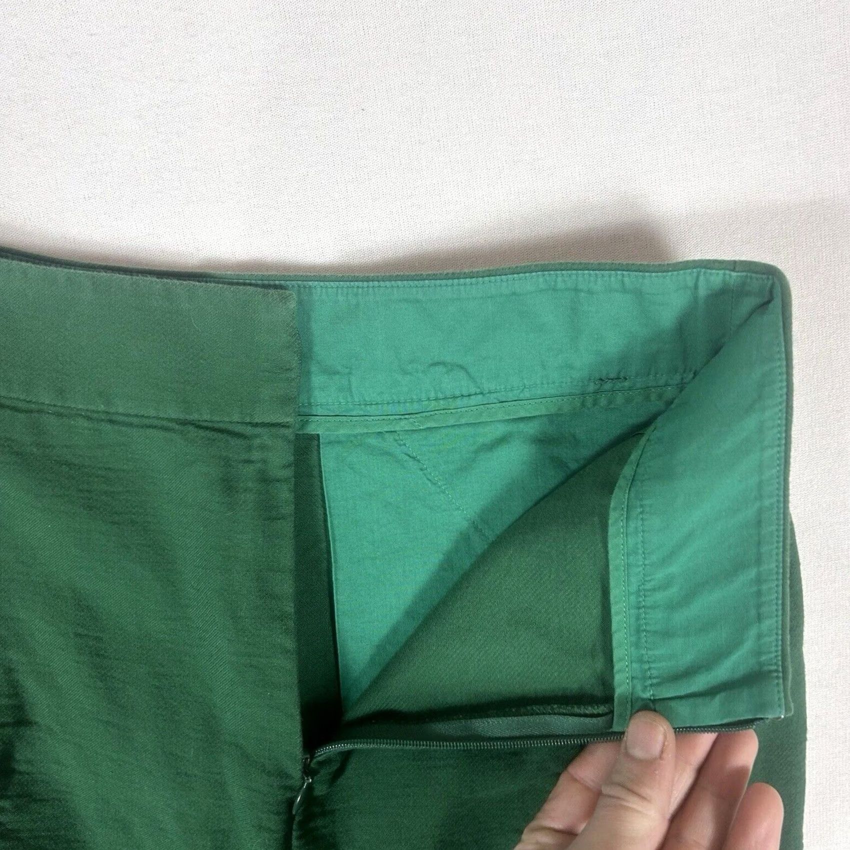 J.Crew J.CREW Skirt Womens 0P Petites Green Pencil Short Office Business Formal Travel Wedding Slit Zip 100% Cotton Knit Size 25" / US 0 / IT 36 - 2 Thumbnail