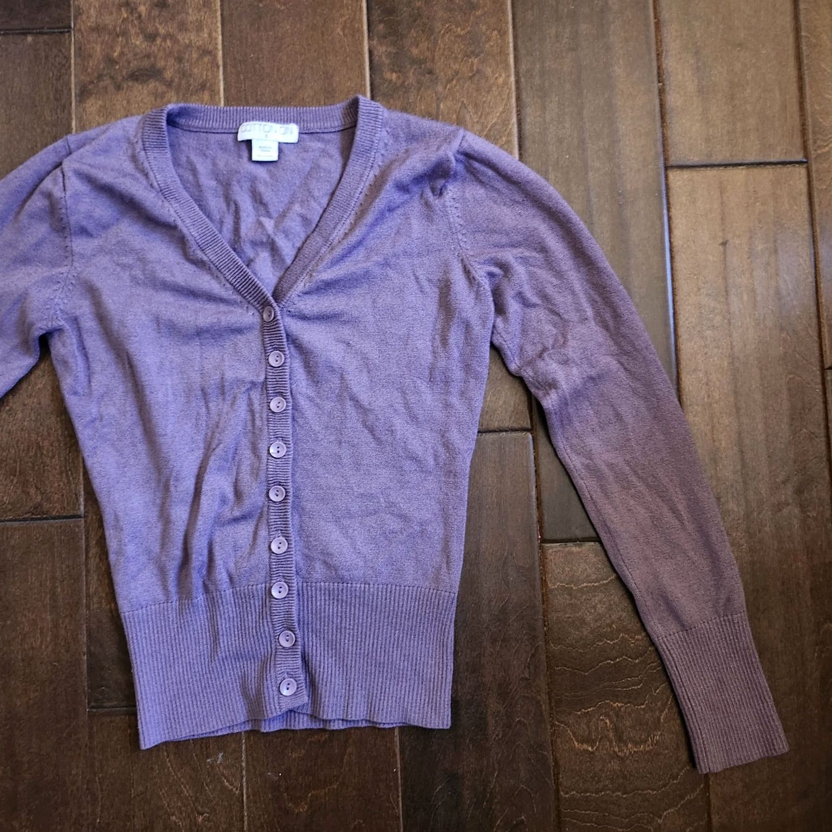 Cotton On Cotton On Girl's Junior Purple Button Cardigan - Size S, Purple, Button-Up, Long Sleeve, Casual, Travel, Solid, Juniors, Womens, Regular Fit Size S / US 4 / IT 40 - 3 Thumbnail
