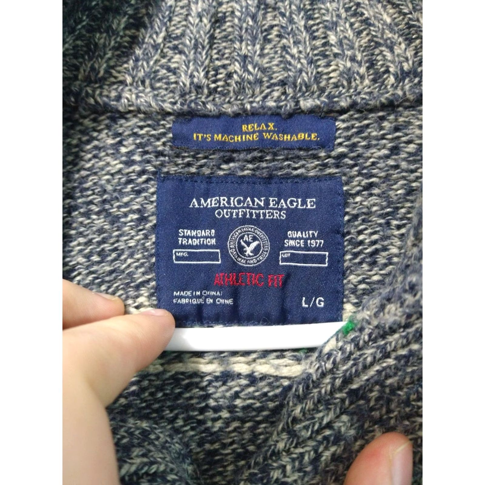 Vintage American Eagle Sweater Mens Large Gray Henley Rabbit Hair Blend Pullover Size US L / EU 52-54 / 3 - 5 Thumbnail