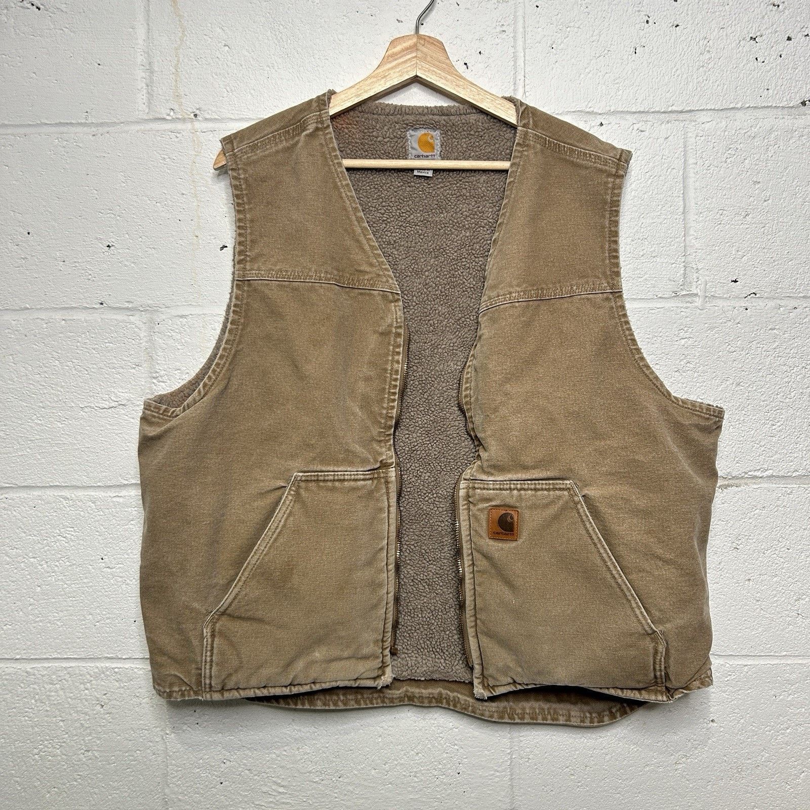 Carhartt Vintage Carhartt Sherpa-Lined Canvas Vest “Camel” V26 CML Size US XL / EU 56 / 4 - 1 Thumbnail