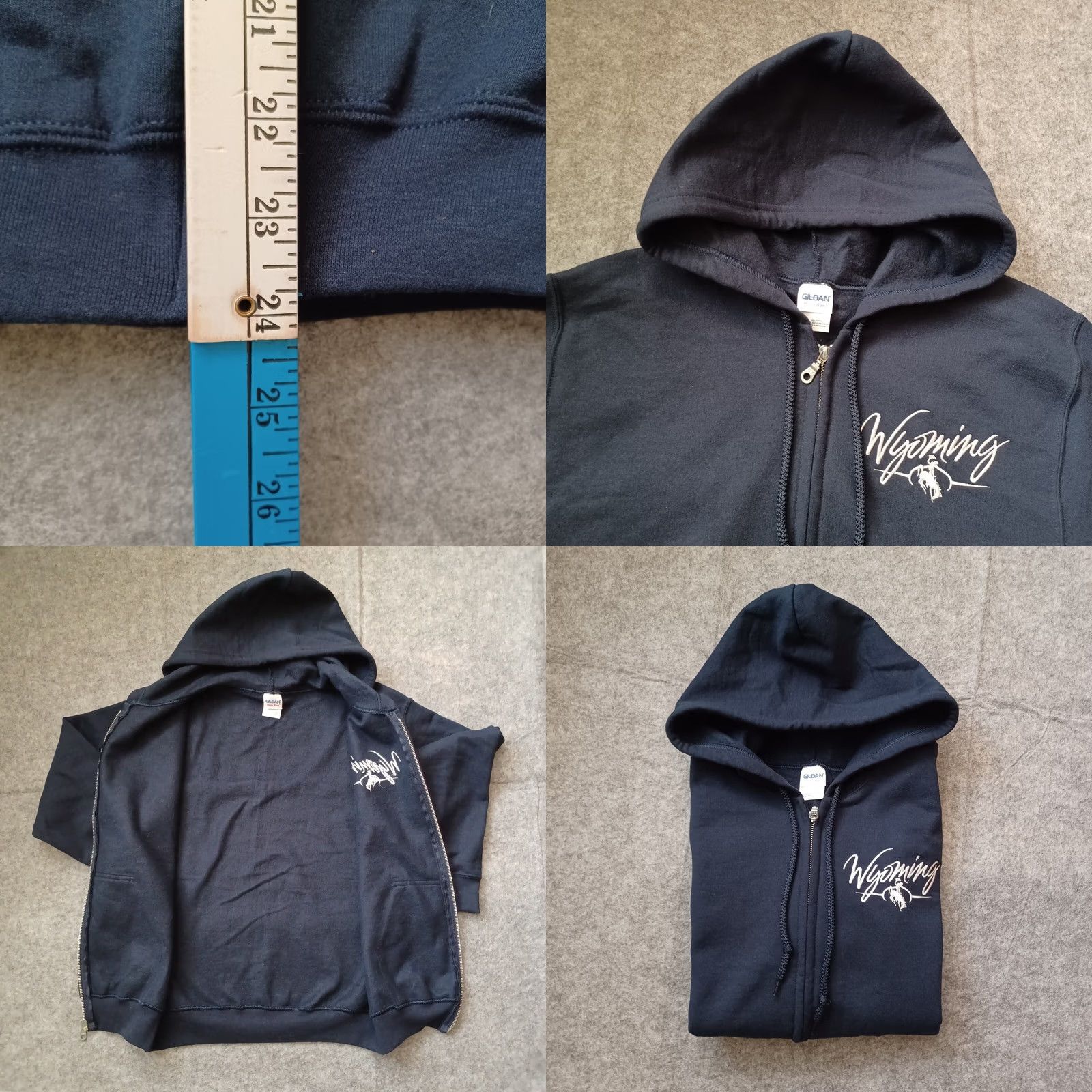 Gildan Wyoming Hoodie Jacket Womens Small Navy Blue Full Zip Embroidery Logo Gildan Size S / US 4 / IT 40 - 8 Thumbnail