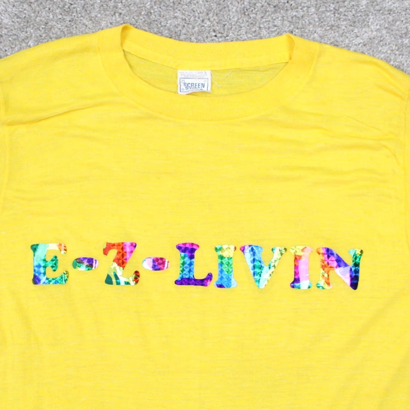 Vintage VINTAGE Screen Stars Shirt Womens Large Yellow EZ Livin Short Sleeve STARS Size L / US 10 / IT 46 - 5 Thumbnail