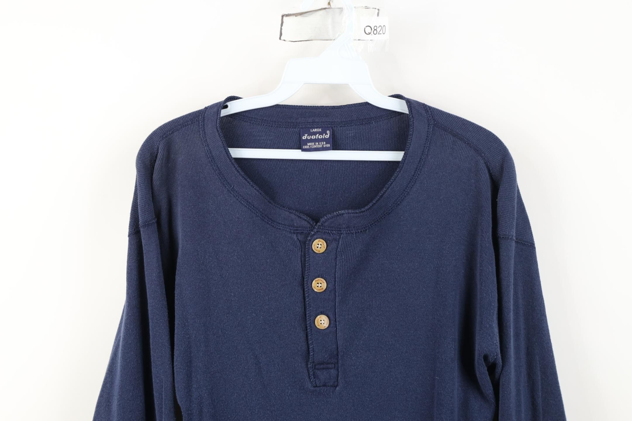Vintage Vintage 70s Streetwear Ribbed Knit Thermal Henley T-Shirt Size US L / EU 52-54 / 3 - 2 Thumbnail
