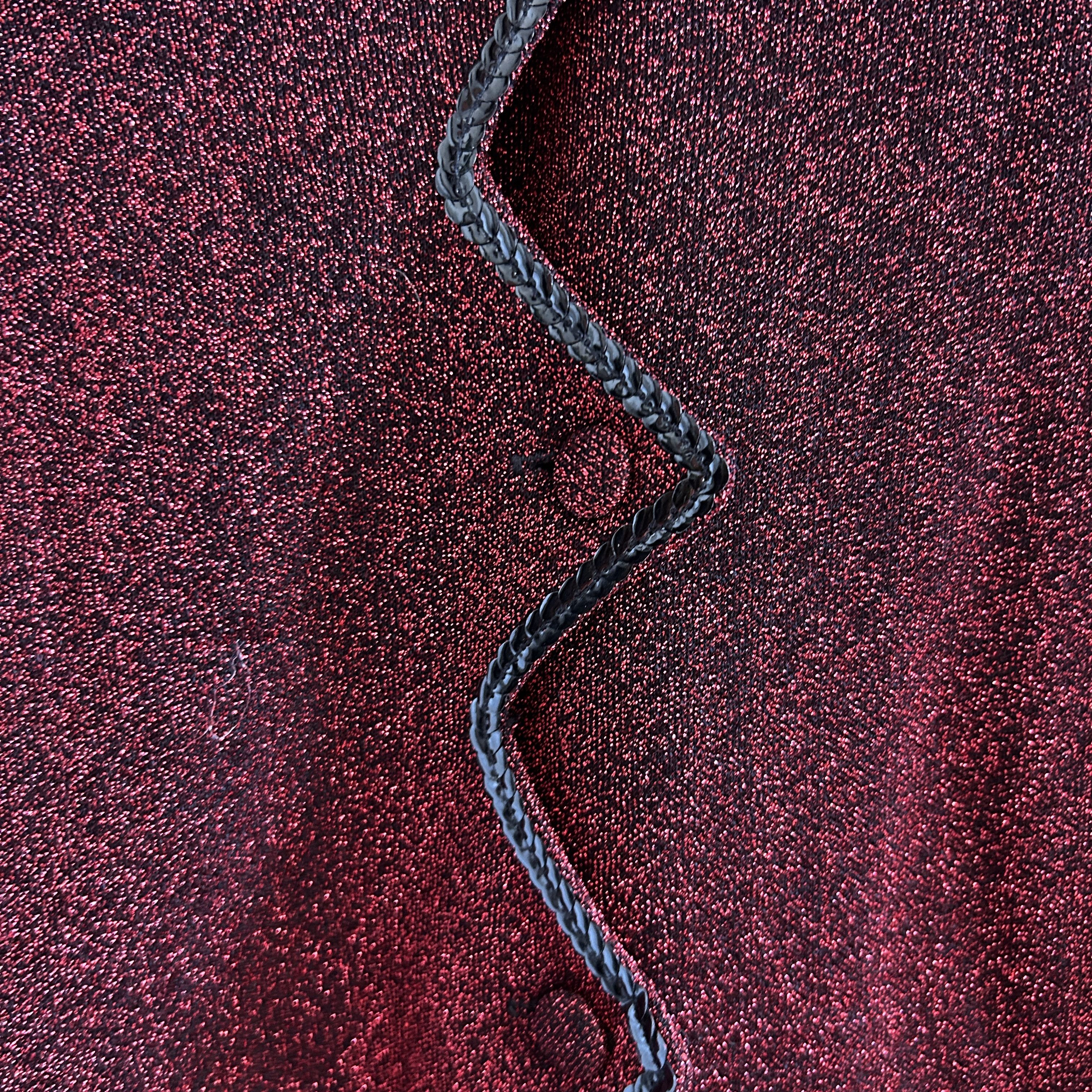 Vintage Vintage 90s Burgundy Glitter Zig Zag Front Blouse Size S / US 4 / IT 40 - 11 Thumbnail