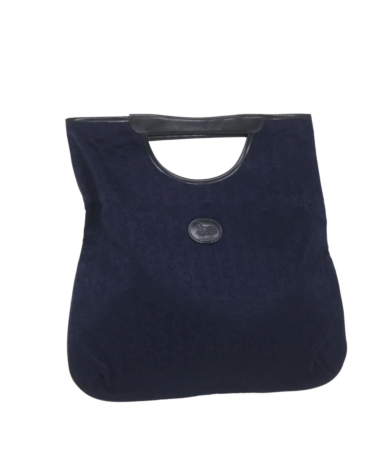 image of Celine Navy Macadam Canvas Hand Bag, Women's