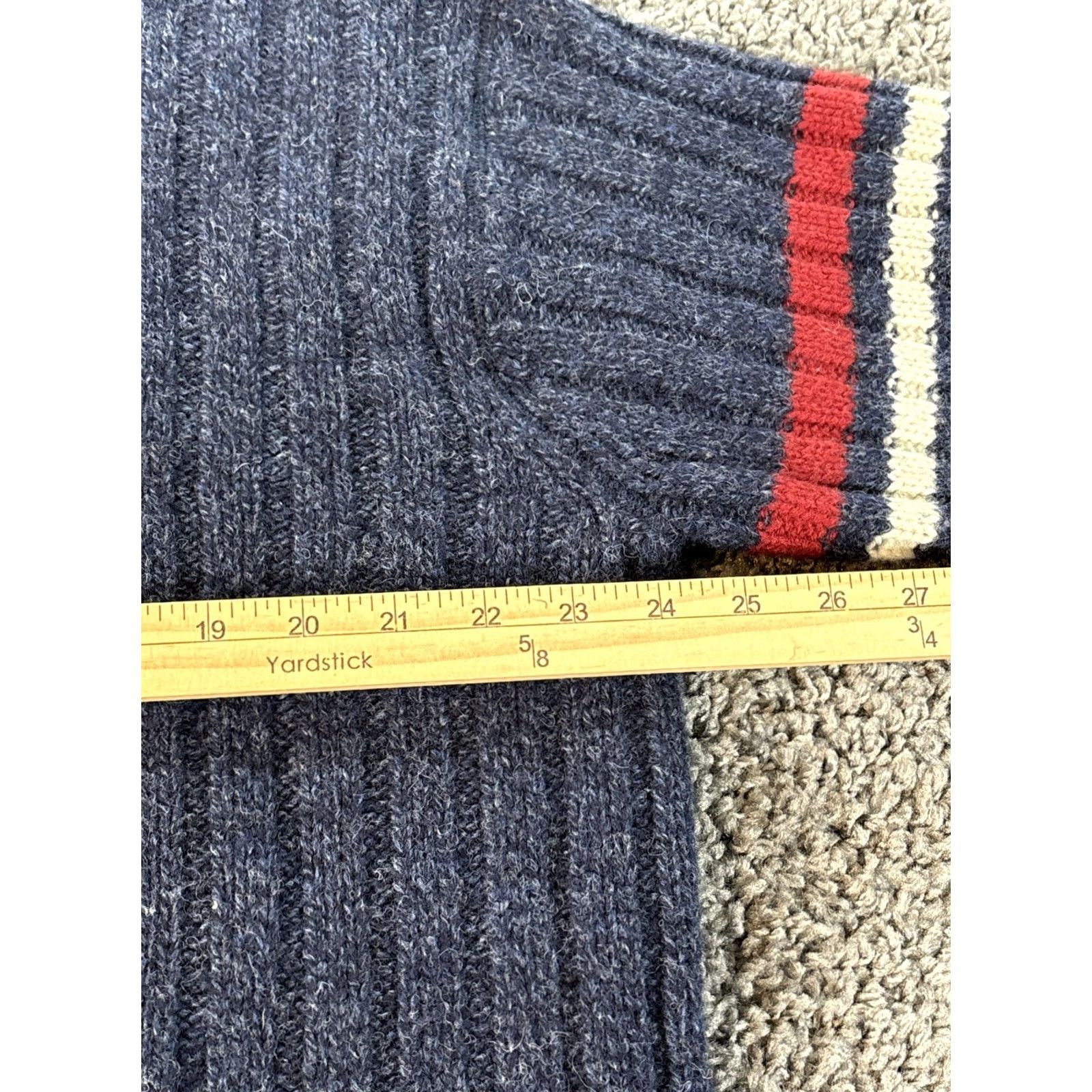 Gap VINTAGE Gap Sweater Mens L Blue Striped Chunky-Knit Wool Fisherman Crew Neck Pullover Size US L / EU 52-54 / 3 - 3 Thumbnail