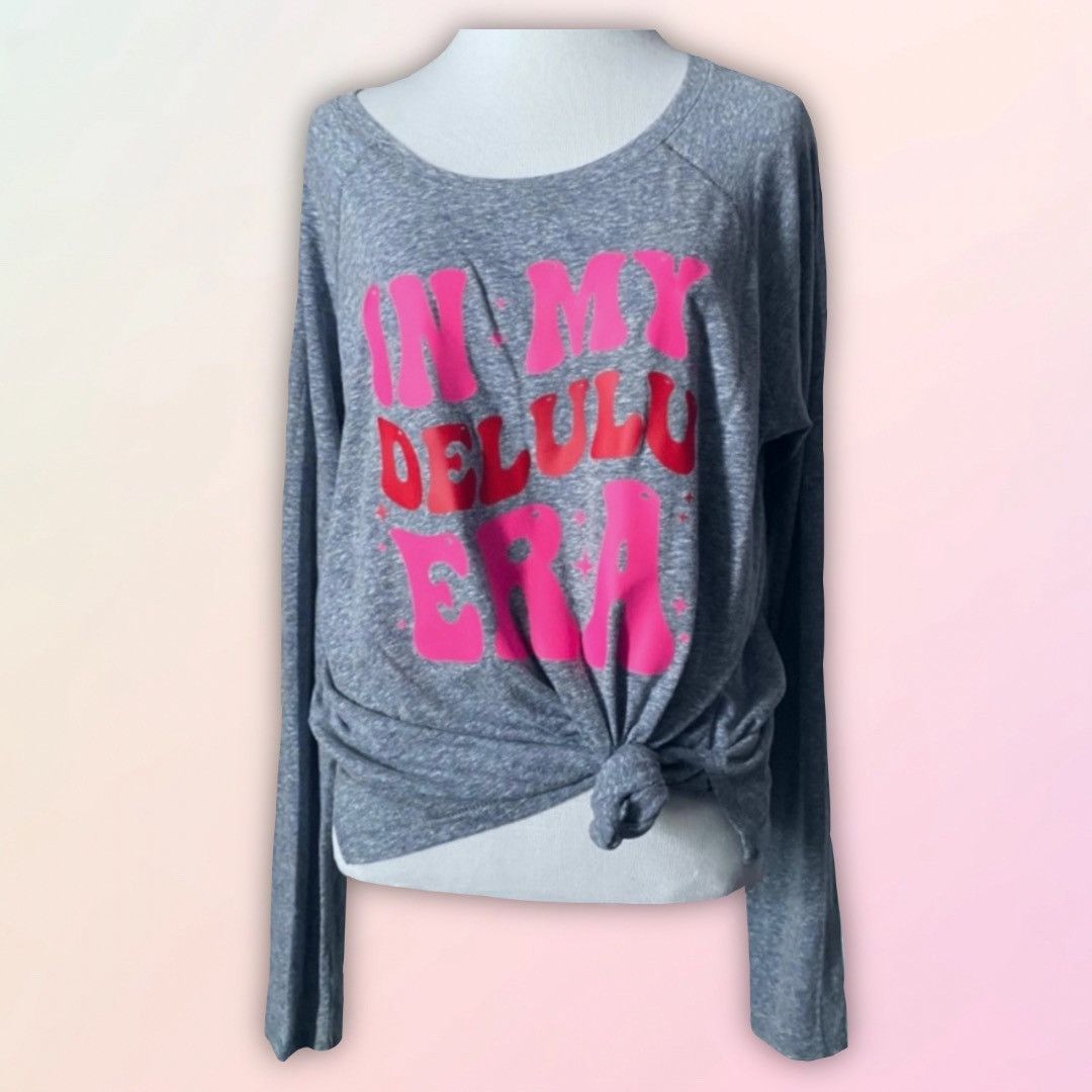 Artisan Outfitters “In My Delulu Era”, Custom, Upcycled, Long Sleeve Tee Size L / US 10 / IT 46 - 1 Thumbnail