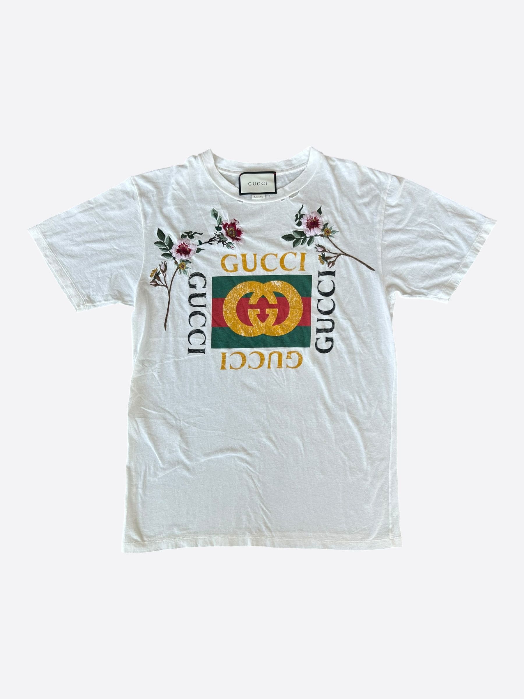 Gucci Gucci White Bootleg Logo Embroidered T-Shirt Size US XS / EU 42 / 0 - 1 Thumbnail