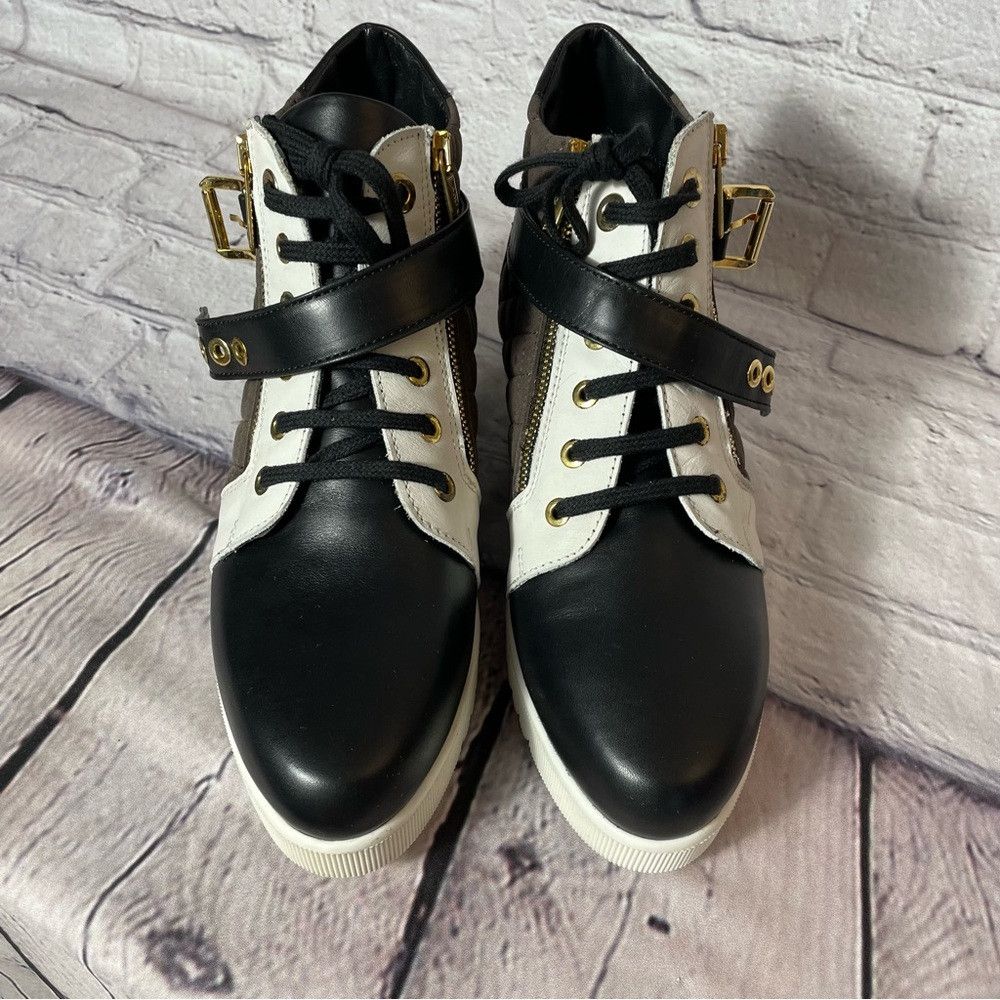 New Aquatalia Leather Adine Brown White Hi Top Sneakers Siz