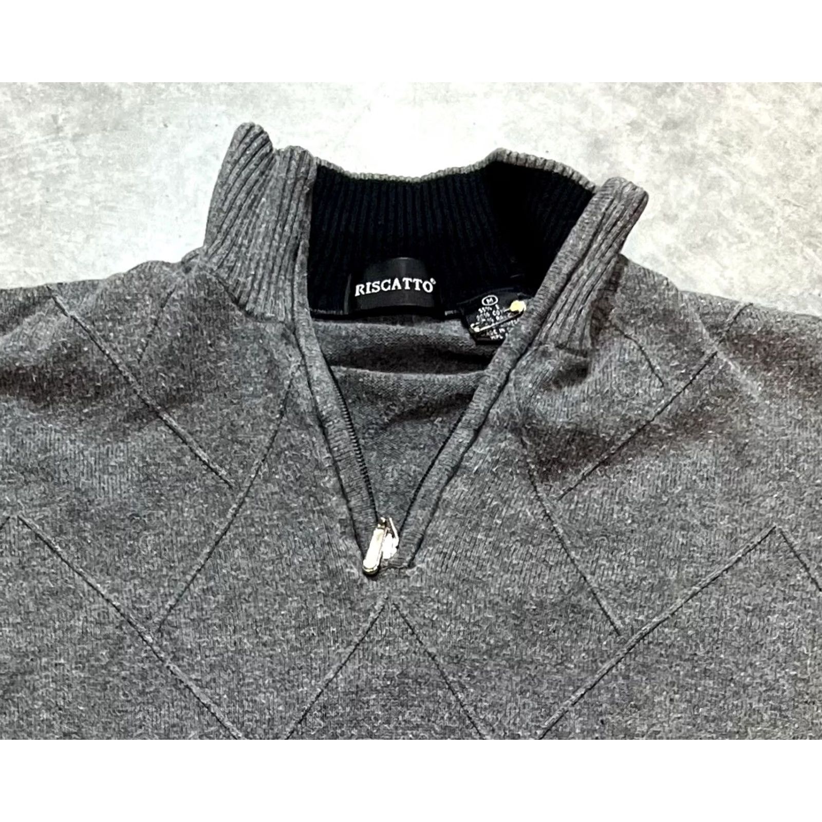 Vintage Riscatto Sweater Mens M Gray Cotton Cashmere Blend Zip Neck Size US M / EU 48-50 / 2 - 2 Thumbnail