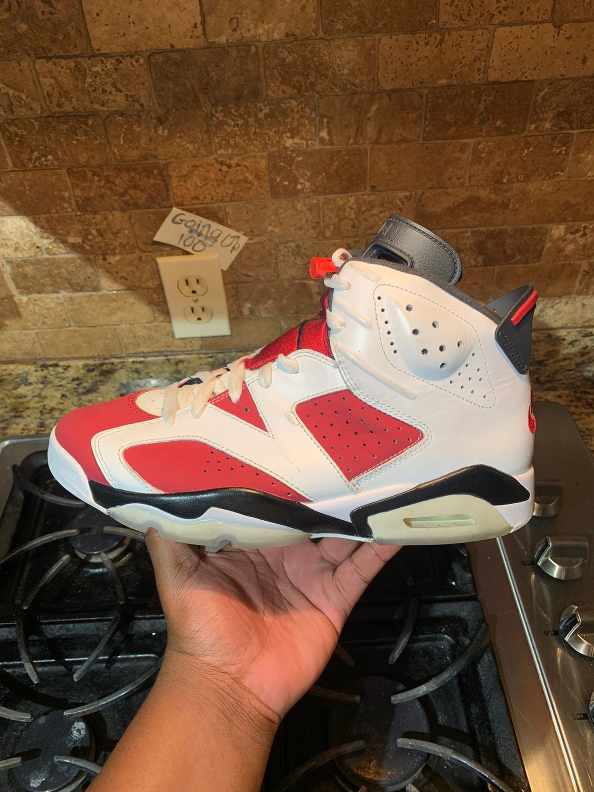 Pre-owned Jordan Brand 6 Carmine Shoes In White Red