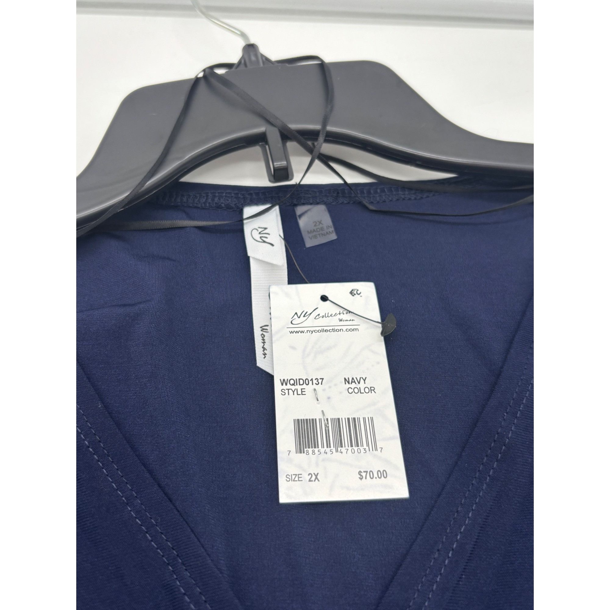 Other NY Collection Plus Size Ruched A-line Dress, Navy, Sz. 2X Size ONE SIZE - 6 Thumbnail