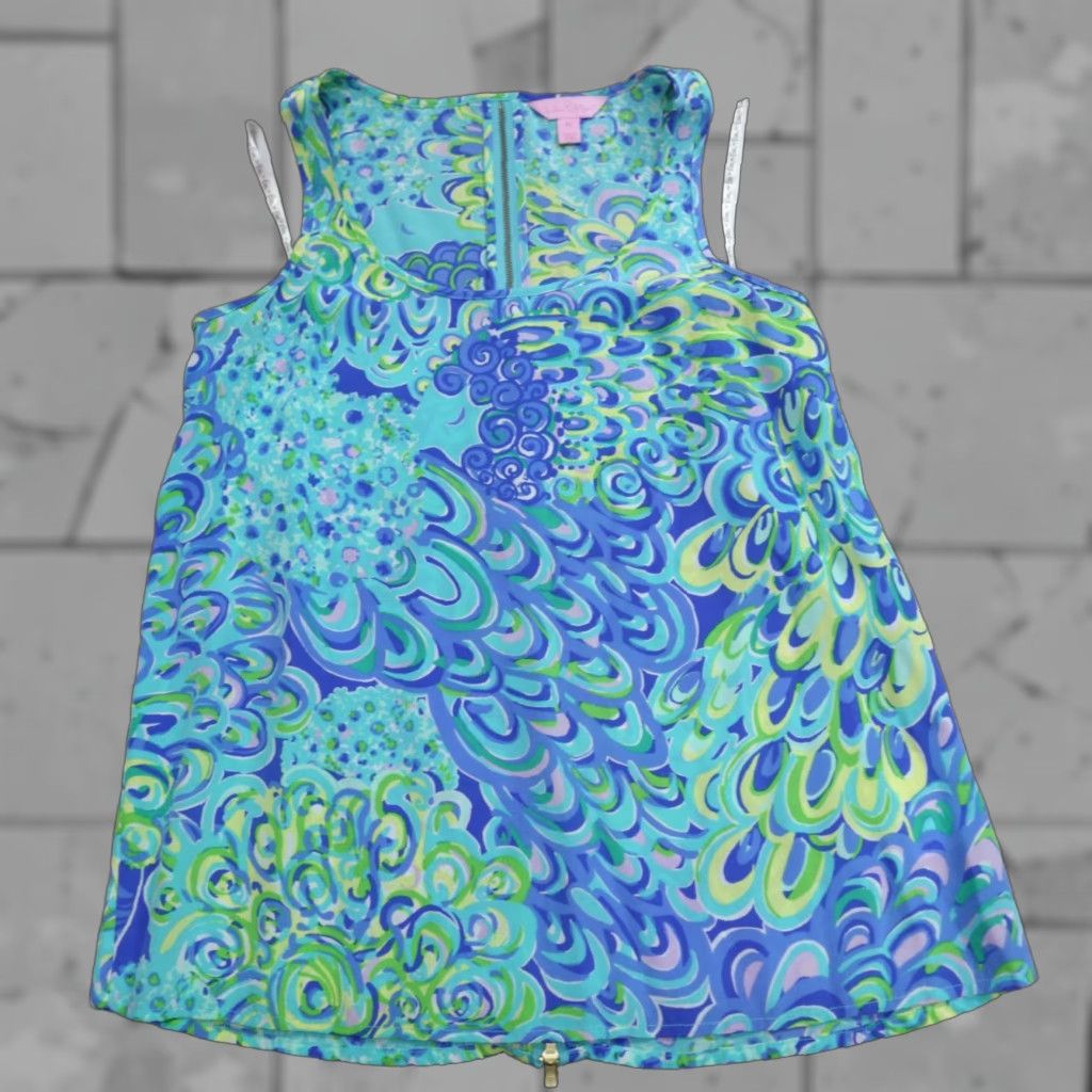 Lilly Pulitzer Lilly Pulitzer Womens Tank XS Blue Floral Silk Sleeveless Top Aerial 100% Silk Size XS / US 0-2 / IT 36-38 - 1 Thumbnail