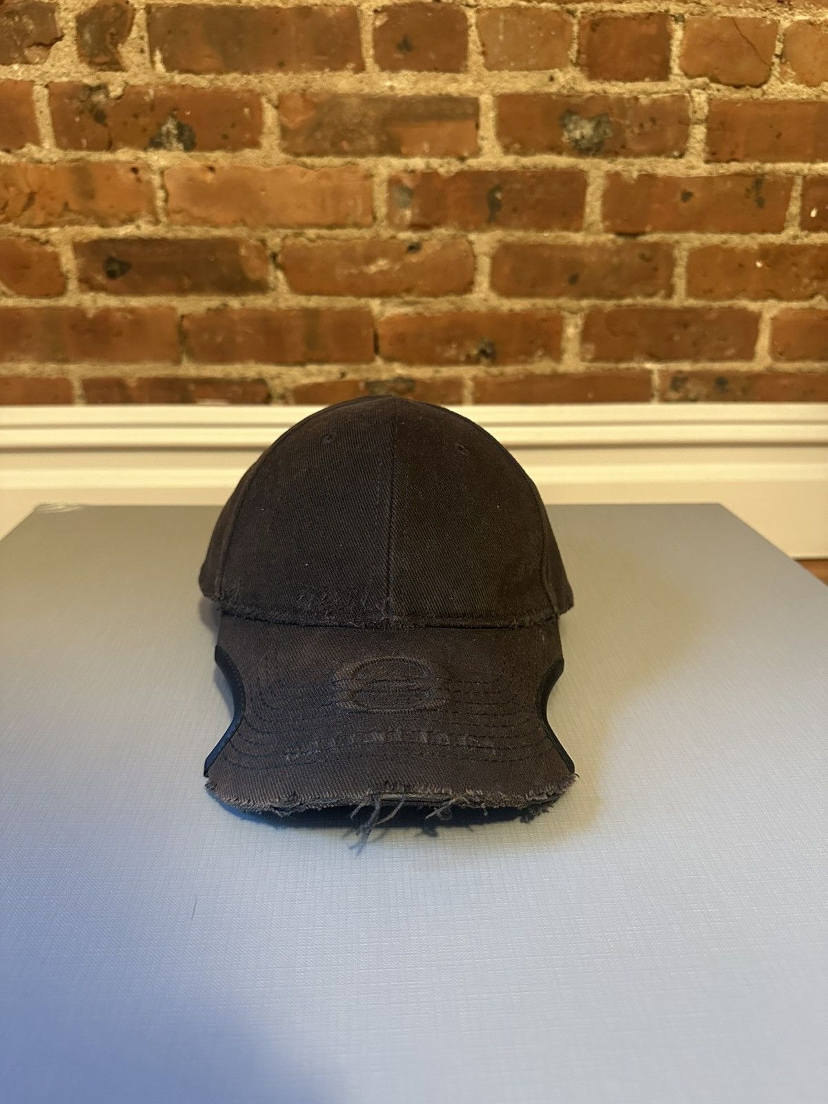Balenciaga FW/24 Black Unity Logo Distressed Hat Size ONE SIZE - 1 Thumbnail