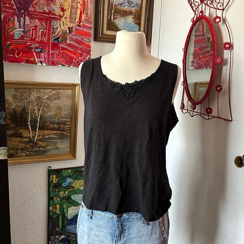 Other extra touch floral lace black tank top Size XL / US 12-14 / IT 48-50 - 1 Thumbnail
