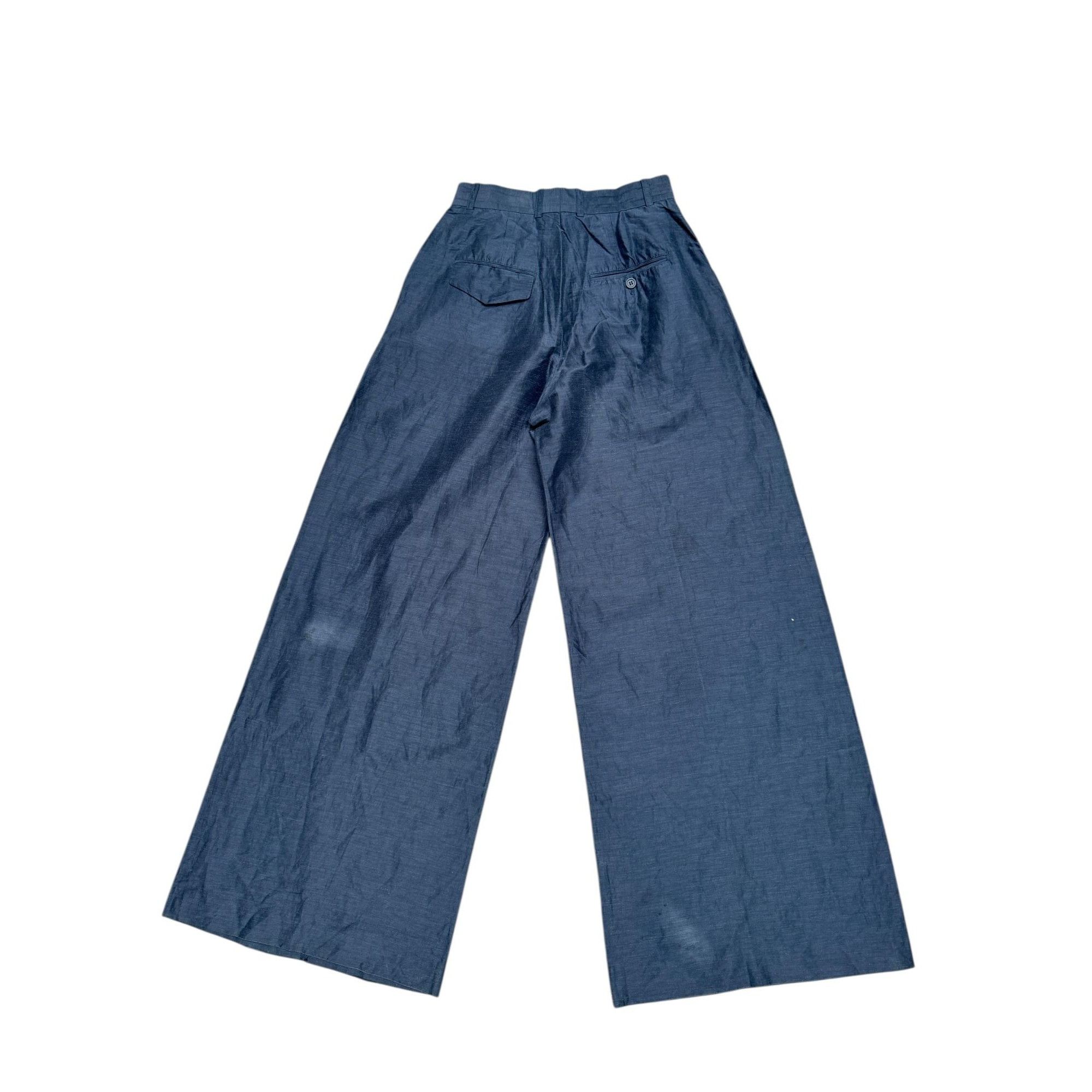 Celine Navy Wide-Leg Linen Pants Size 24" / US 00 / IT 34 - 4 Thumbnail