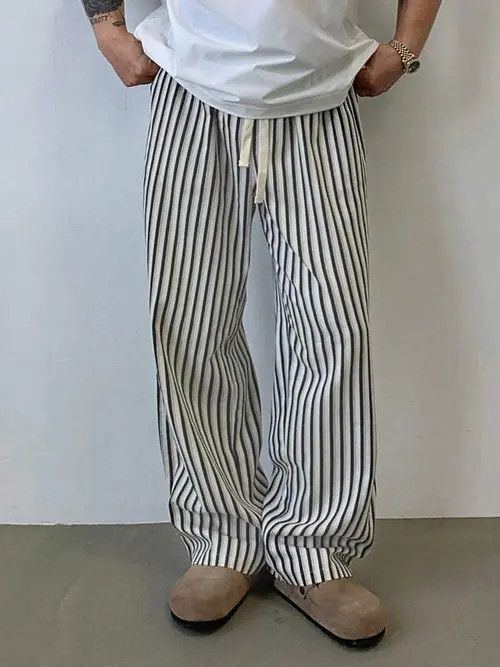 Japanese Brand Sawako x Ryoko Stripe pyjama Vintage Straight Sweatpants Size US 34 / EU 50 - 3 Thumbnail
