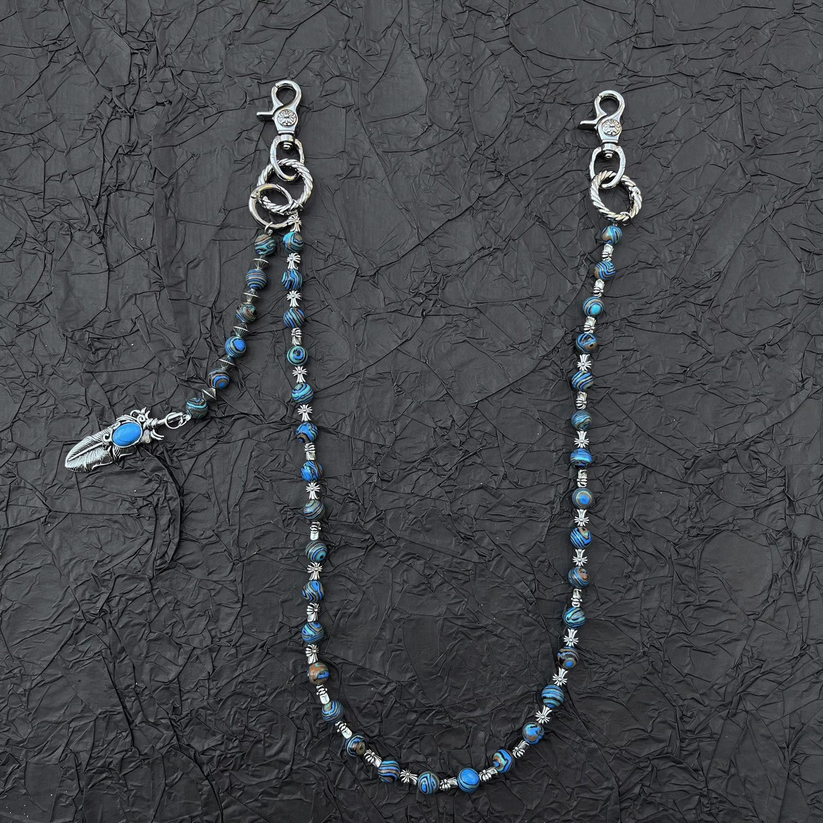 Jewelry Blue Beaded Wallet Chain Chain, Belt Chain, Pants Chain Size ONE SIZE - 5 Thumbnail